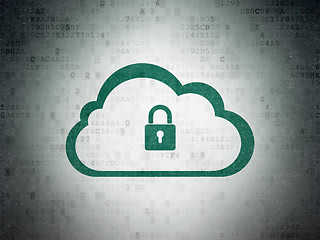 Image showing Cloud networking concept: Cloud With Padlock on Digital Paper background