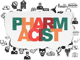 Image showing Health concept: Pharmacist on Torn Paper background