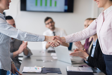 Image showing business womans handshake