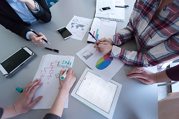 Image showing top  view of business people group brainstorming on meeting