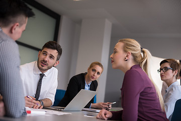 Image showing business people group on meeting at modern startup office