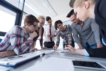 Image showing top  view of business people group brainstorming on meeting