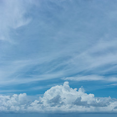 Image showing Beautiful cumulus cloads against a blue sky