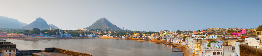 Image showing Lake and Landscape of Pushkar, India