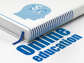 Image showing Learning concept: book Head With Finance Symbol, Online Education on white background