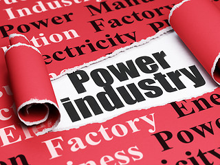 Image showing Manufacuring concept: black text Power Industry under the piece of  torn paper