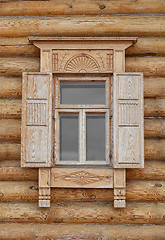 Image showing Old Russian Style Window with Wood Frame