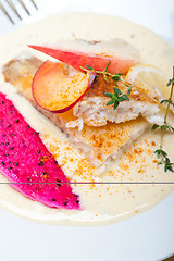 Image showing sea bream fillet butter pan fried 
