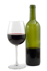 Image showing red wine bottle and wine glas