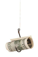 Image showing Fish hook with dollars