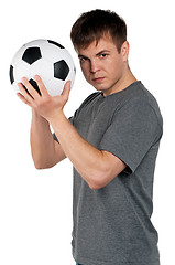 Image showing Man with classic soccer ball