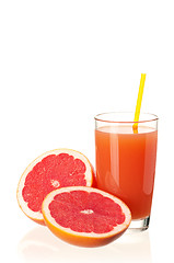 Image showing Glass of fresh grapefruit juice