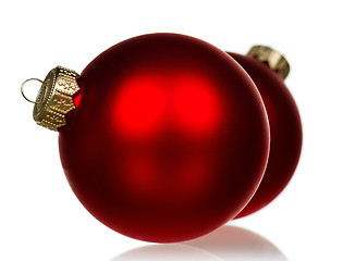 Image showing Red christmas baubles