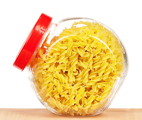 Image showing Pasta in glass pot