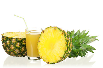 Image showing Fresh pineapple juice and ripe pineapple