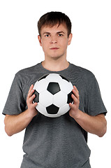 Image showing Man with classic soccer ball