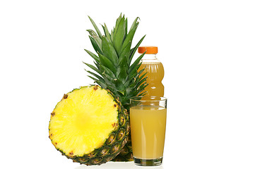 Image showing Fresh pineapple juice and ripe pineapple