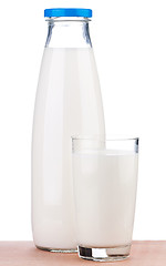 Image showing Bottle of milk and glass
