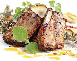 Image showing Grilled pork ribs