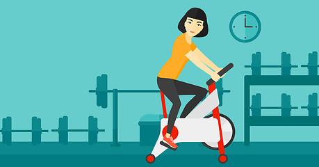 Image showing Woman doing cycling exercise.