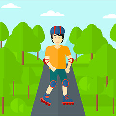 Image showing Sporty man on roller-skates.