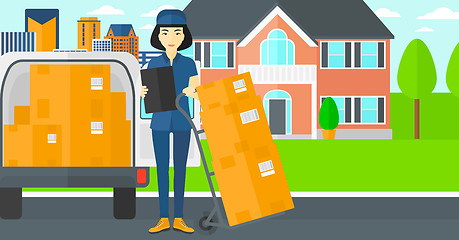 Image showing Woman delivering boxes.