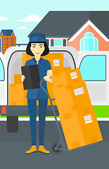 Image showing Woman delivering boxes.