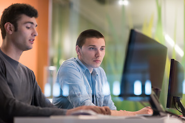 Image showing technology students group working  in computer lab school  class