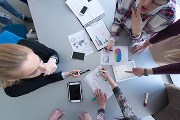 Image showing top  view of business people group brainstorming on meeting