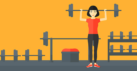 Image showing Woman lifting barbell.