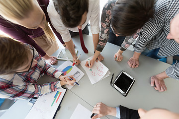 Image showing top  view of business people group brainstorming on meeting