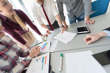 Image showing top  view of business people group brainstorming on meeting