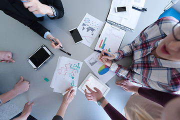 Image showing top  view of business people group brainstorming on meeting