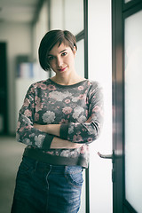 Image showing portrait of business woman in casual clothes at startup office