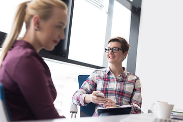 Image showing young business woman at modern office meeting room