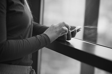 Image showing business woman using smart phone at office