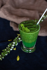 Image showing Healthy organic green smoothie