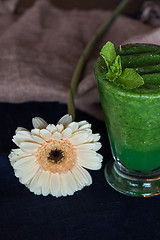 Image showing Healthy organic green smoothie