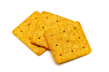 Image showing Three square crackers
