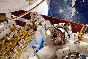 Image showing International Space Station and astronaut.