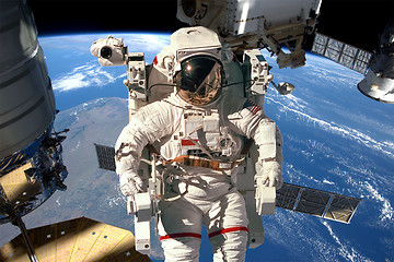 Image showing International Space Station and astronaut.