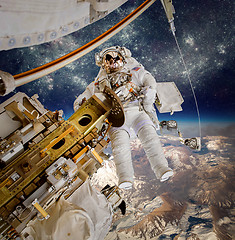 Image showing International Space Station and astronaut.