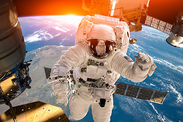 Image showing International Space Station and astronaut.