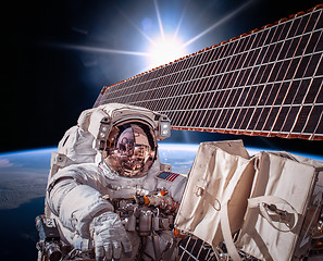 Image showing International Space Station and astronaut.