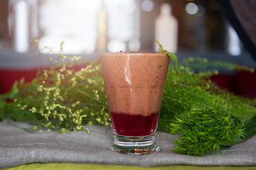 Image showing raspberry smoothie with basil