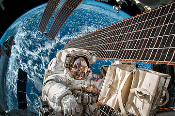 Image showing International Space Station and astronaut.