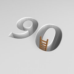 Image showing number ninety and ladder - 3d rendering