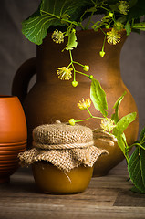 Image showing Jar with white honey on the table