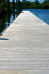 Image showing long wooden pier on river in florida