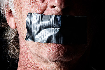 Image showing duct taped mouth close up